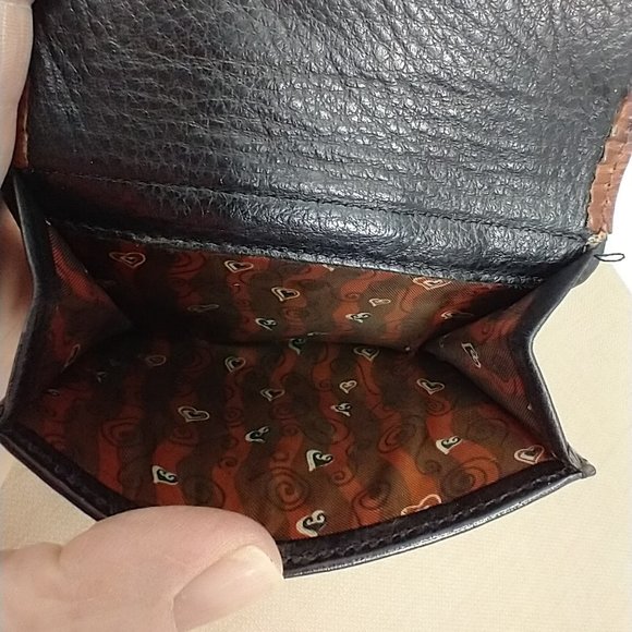 BRIGHTON VINTAGE BI-FOLD WALLET BLACK/BROWN TRIM - Picture 8 of 12